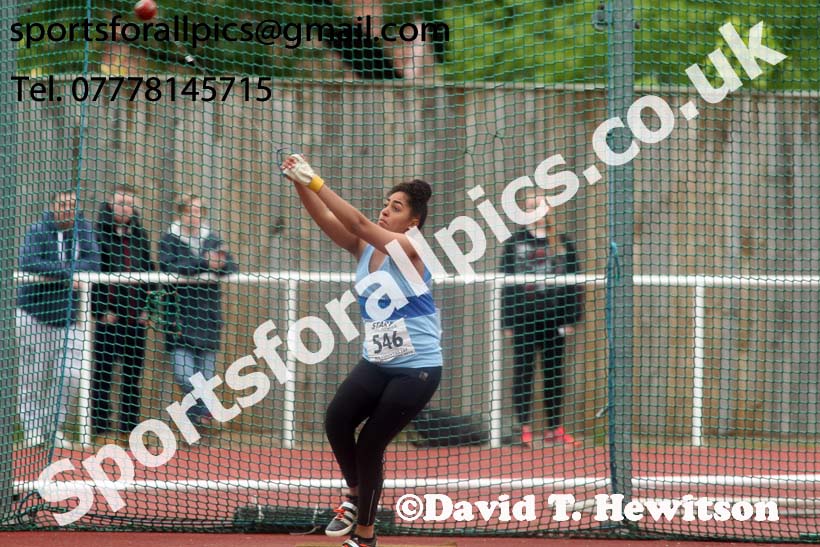 Womens under-17s hammer, North Eastern Track and Fields Champs., Middlesbrough. Photo: David T. Hewitson/Sports for All Pics